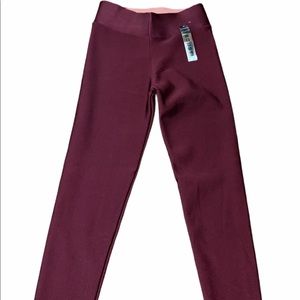 Shiny Think Burgundy Warm Fleece Leggings